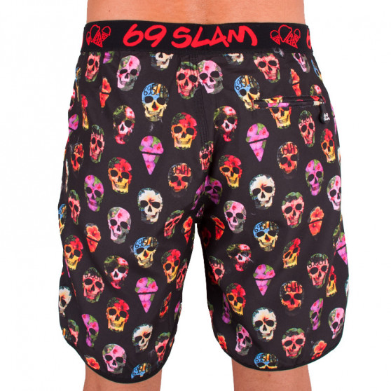 Badkläder för män 69SLAM Kort Boardshort Medium hibiscus skull svart