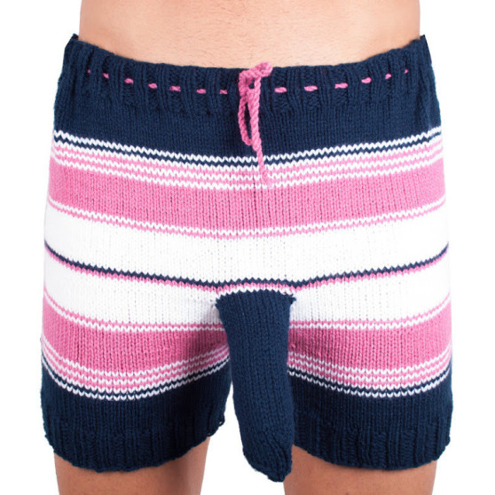 Handstickade shorts Infantia rosa blå och vita ränder