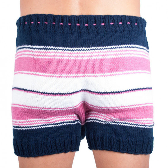 Handstickade shorts Infantia rosa blå och vita ränder