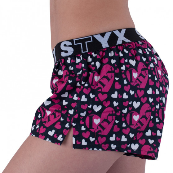 Damshorts Styx art sports elastisk svart hjärtan (T556)