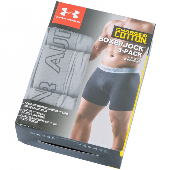 3PACK Boxershorts för herrar Under Armour grå (1277279 039)