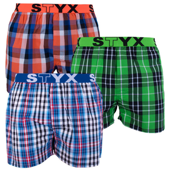 3PACK Boxershorts för herrar Styx sport elastisk flerfärgad (B7100406)