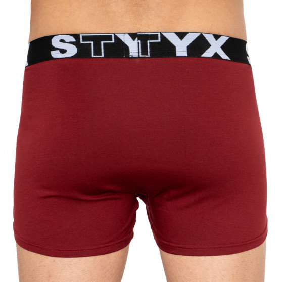 Boxershorts för män Styx sport elastisk oversized vinröd (R1060)