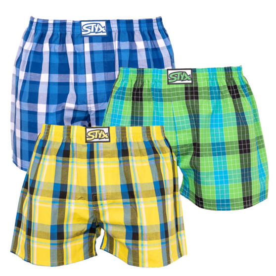 3PACK Boxershorts för herrar Styx klassiskt gummi överdimensionerat flerfärgad (E8040510)