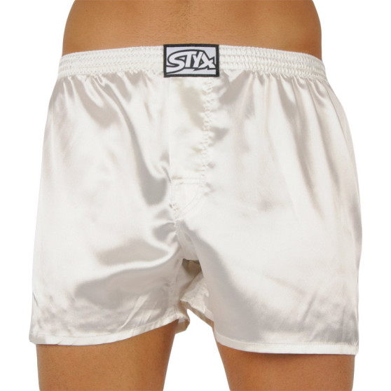 Boxershorts för herrar Styx klassisk elastisk satin vit (C1061)