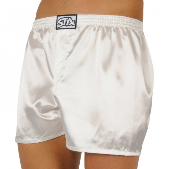 Boxershorts för herrar Styx klassisk elastisk satin vit (C1061)