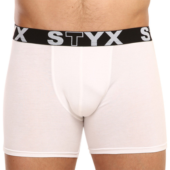 Boxershorts för män Styx lång sport elastisk vit (U1061)