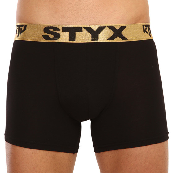 Herrboxershorts Styx / KTV lång sport resår svart - guld resår (UTZ960)