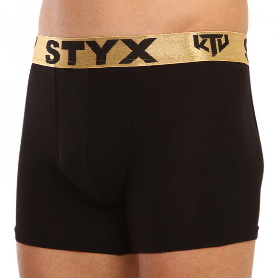 Herrboxershorts Styx / KTV lång sport resår svart - guld resår (UTZ960)