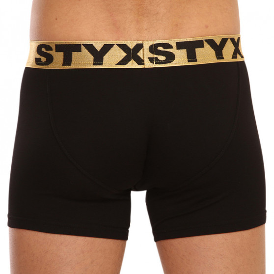 Herrboxershorts Styx / KTV lång sport resår svart - guld resår (UTZ960)