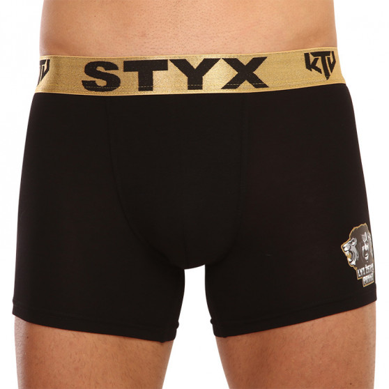 Herrboxershorts Styx / KTV lång sport resår svart - guld resår (UTZL960)