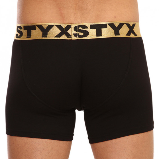 Herrboxershorts Styx / KTV lång sport resår svart - guld resår (UTZL960)