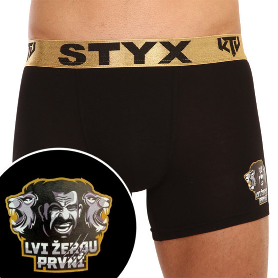 Herrboxershorts Styx / KTV lång sport resår svart - guld resår (UTZL960)