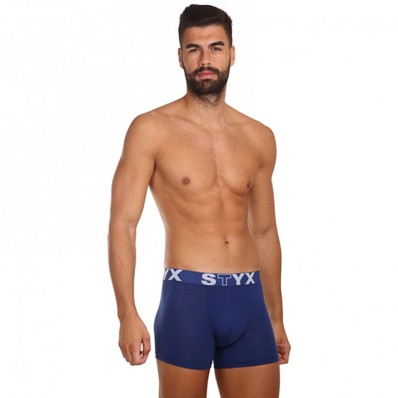 Boxershorts för män Styx lång sport elastisk mörkblå (U968)