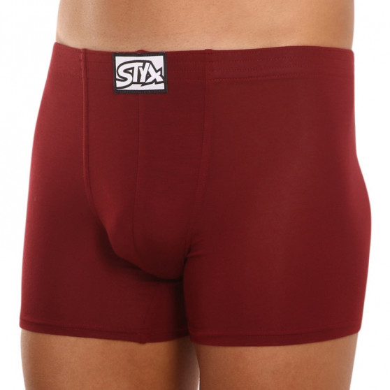 Boxershorts för herrar Styx lång klassisk gummi vinröd (F1060)