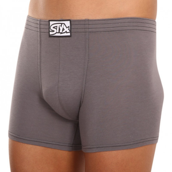 Boxershorts för herrar Styx lång klassisk elastisk mörkgrå (F1063)