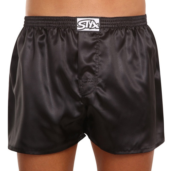 Boxershorts för herrar Styx klassisk elastisk satin svart (C960)