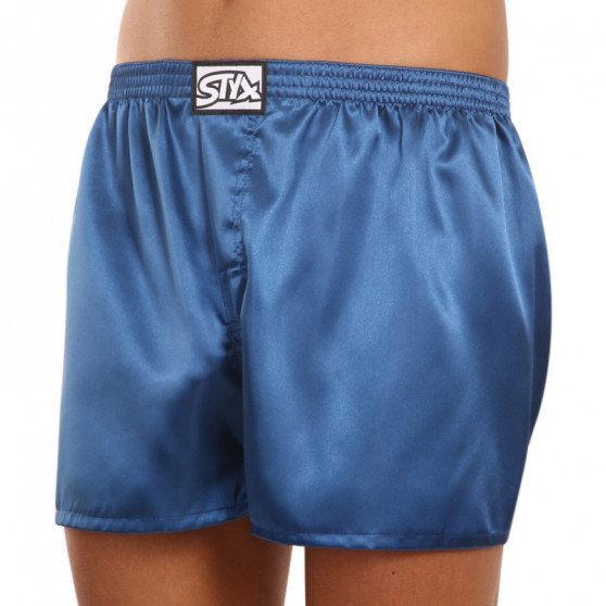 Boxershorts för herrar Styx klassisk elastisk satin mörkblå (C664)