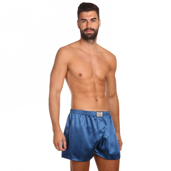 Boxershorts för herrar Styx klassisk elastisk satin mörkblå (C664)