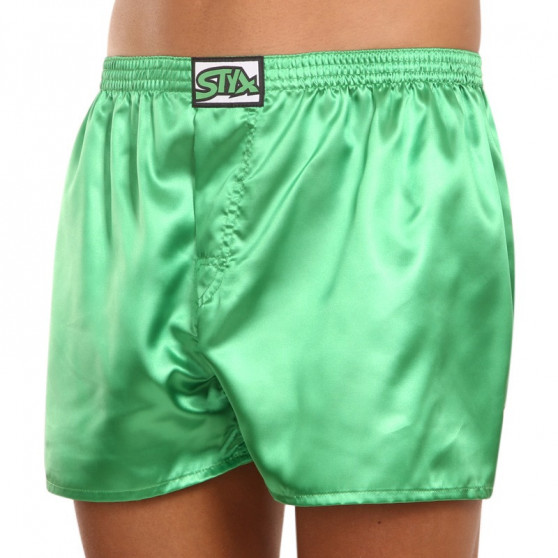 Boxershorts för herrar Styx klassisk elastisk satin mörkgrön (C689)