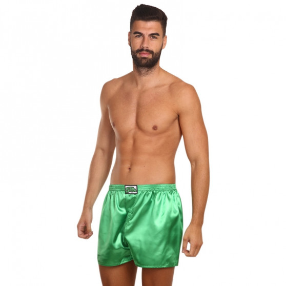 Boxershorts för herrar Styx klassisk elastisk satin mörkgrön (C689)