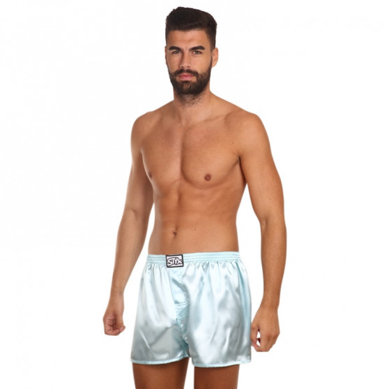 Boxershorts för herrar Styx klassisk elastisk satin ljusblå (C688)