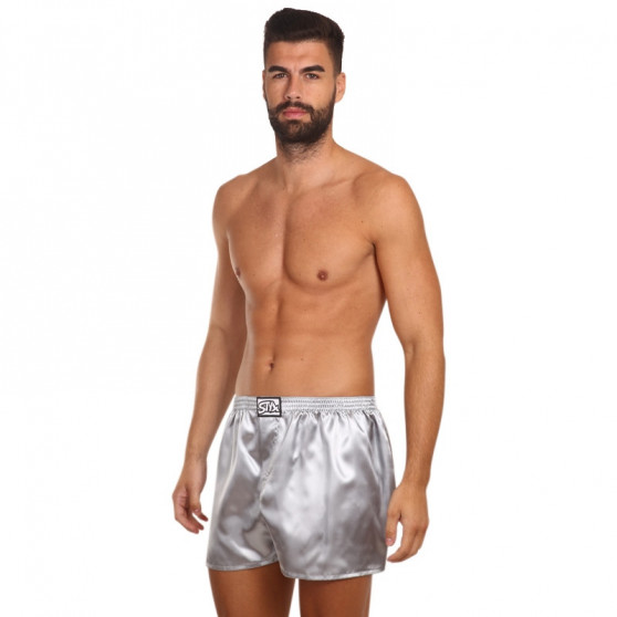 Boxershorts för herrar Styx klassisk elastisk satin mörkgrå (C1063)