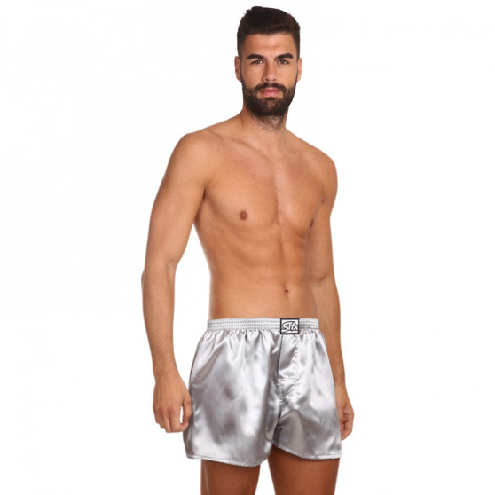 Boxershorts för herrar Styx klassisk elastisk satin mörkgrå (C1063)