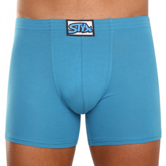 3PACK Boxershorts för herrar Styx lång klassisk elastisk blå (F9676869)