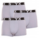 3PACK Boxershorts för herrar Styx sport elastisk grå (G10676767)