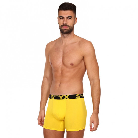 Boxershorts för män Styx lång sport elastisk gul (U1068)