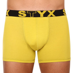 Boxershorts för män Styx lång sport elastisk grön och gul (U1065)