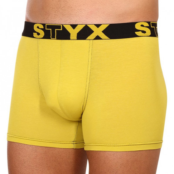 Boxershorts för män Styx lång sport elastisk grön och gul (U1065)