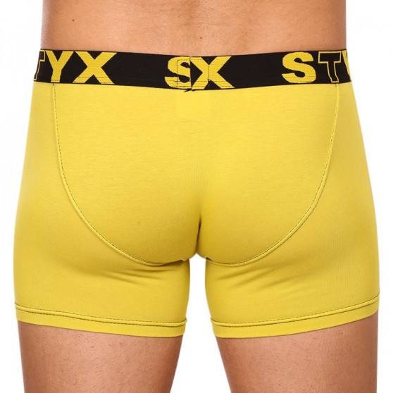 Boxershorts för män Styx lång sport elastisk grön och gul (U1065)