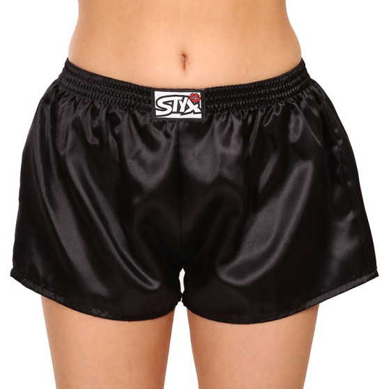 Damshorts Styx klassisk elastisk satin svart (L960)