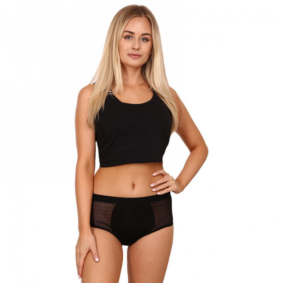 Bodylok Menstruationstrosor Bamboo Hi-Waist Svart Kraftig menstruation (BD2204)