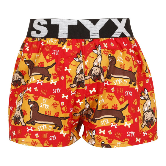 Barn shorts Styx konst sport gummi hundar (BJ1554)