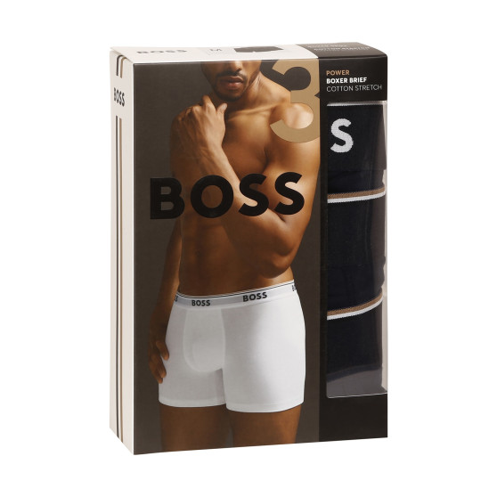 3PACK Boxershorts för herrar BOSS mörkblå (50475282 480)