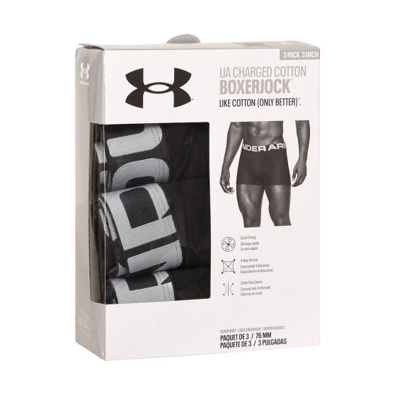 3PACK Boxershorts för herrar Under Armour svart (1363616 001)