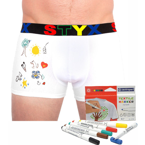 Boxershorts för herrar Styx sport gummi vit + textil markörer (GF1061)