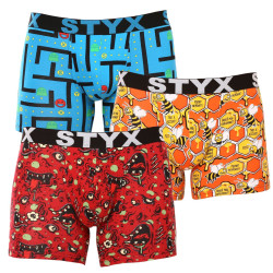 3PACK boxershorts för män Styx lång konst sport elastisk flerfärgad (3U12914)