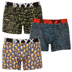 3PACK boxershorts för män Styx lång konst sport elastisk flerfärgad (3U12672)