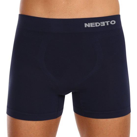 Boxershorts för män Nedeto sömlös bambu blå (NDTB002S)