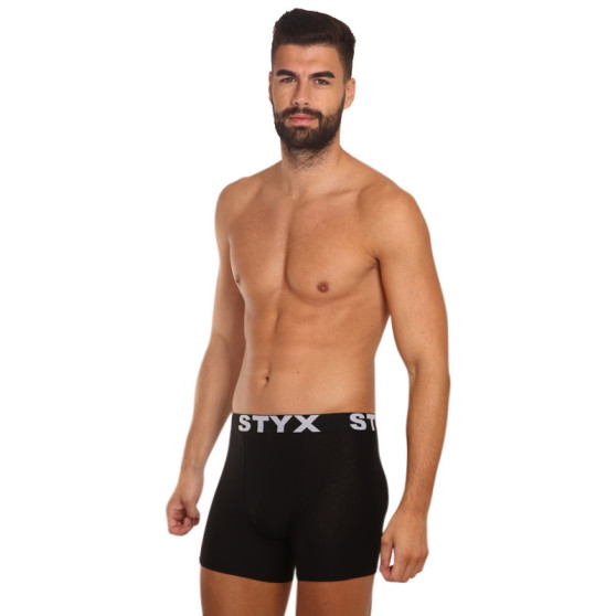 3PACK herr boxershorts Styx lång sport elastisk svart (3U960)