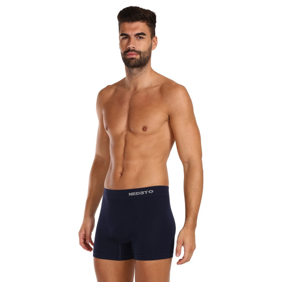 5PACK Boxershorts för herrar Nedeto sömlös bambu blå (5NDTB002S)