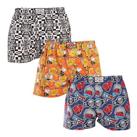 3PACK Boxershorts för herrar Styx art klassiskt gummi överdimensionerat flerfärgad (3E14564)