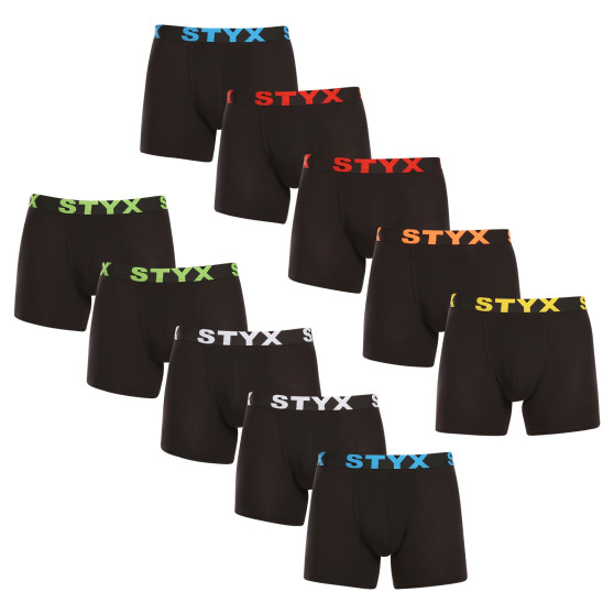 10PACK herr boxershorts Styx lång sport elastisk svart (10U9601)