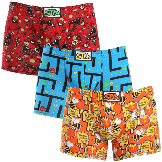 3PACK Boxershorts för herrar Styx lång art classic rubber multicolour (3F12914)