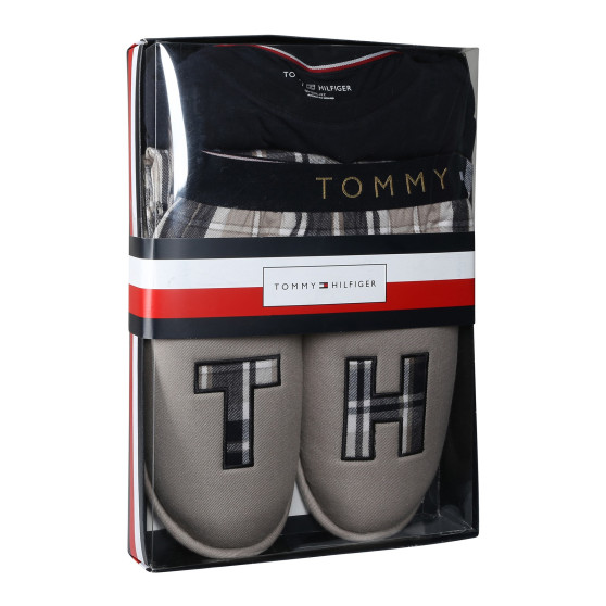 Herrpyjamas Tommy Hilfiger med tofflor multicolour i presentförpackning (UM0UM02989 0S1)