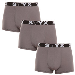 3PACK Boxershorts för herrar Styx sport elastisk mörkgrå (3G1063)